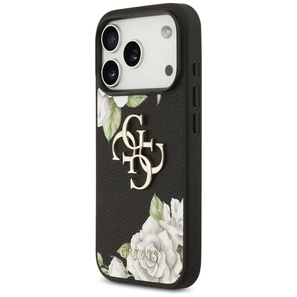 Etui Guess Grained Roses & Big 4G Logo do Apple iPhone 17 Pro czarny