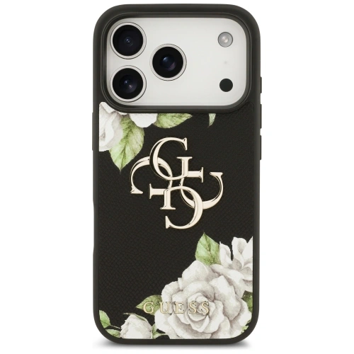 Etui Guess Grained Roses & Big 4G Logo do Apple iPhone 17 Pro czarny