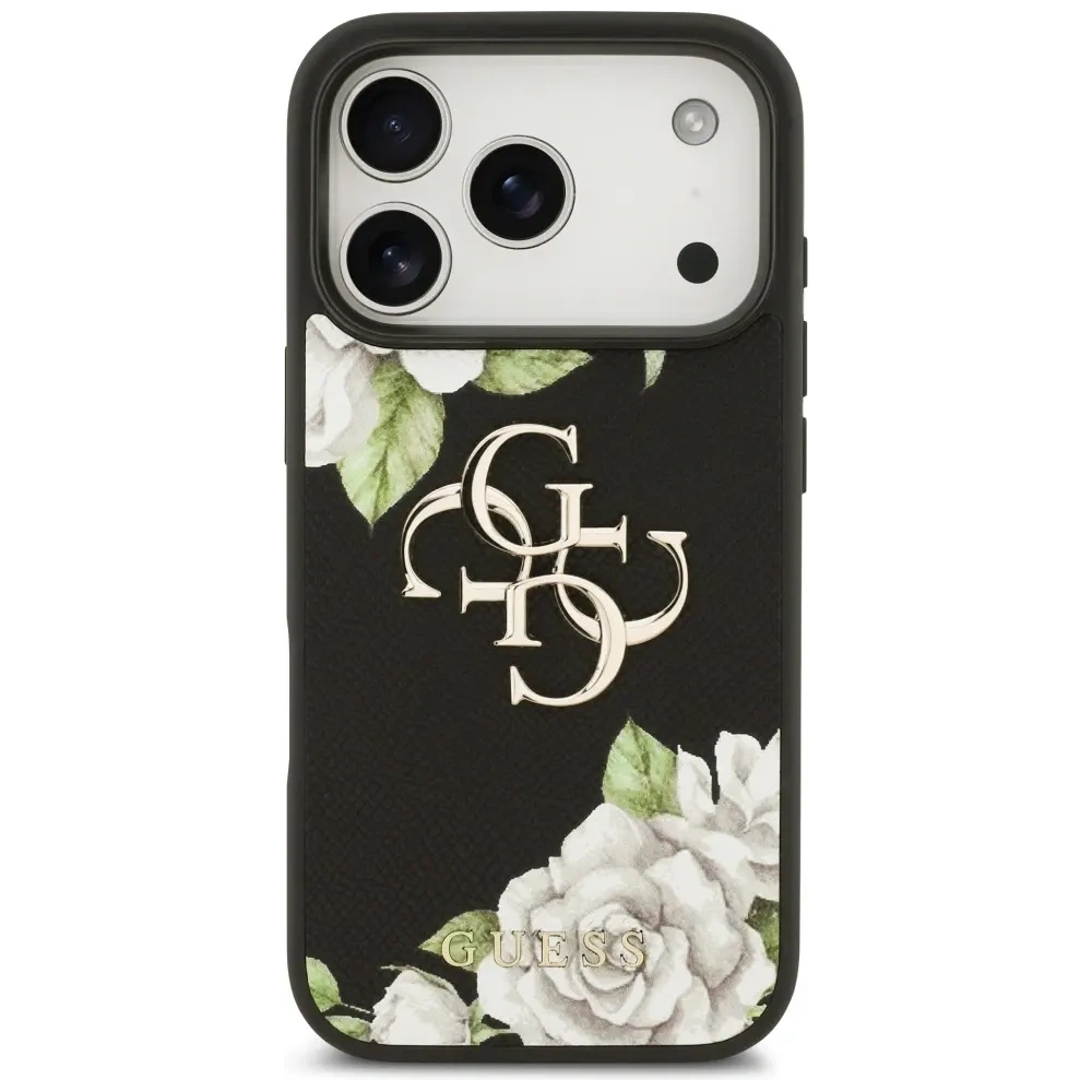 Etui Guess Grained Roses & Big 4G Logo do Apple iPhone 17 Pro czarny