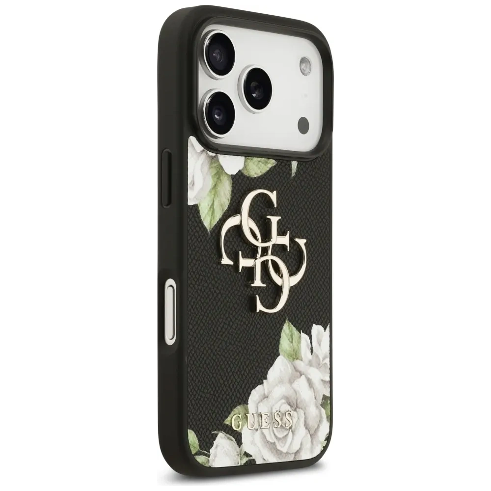 Etui Guess Grained Roses & Big 4G Logo do Apple iPhone 17 Pro czarny