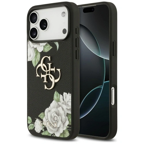 Etui Guess Grained Roses & Big 4G Logo do Apple iPhone 17 Pro Max czarny