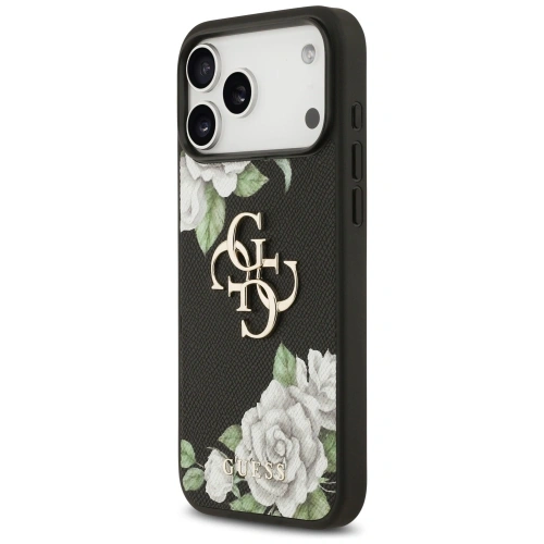 Etui Guess Grained Roses & Big 4G Logo do Apple iPhone 17 Pro Max czarny