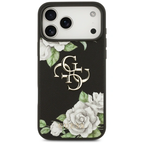 Etui Guess Grained Roses & Big 4G Logo do Apple iPhone 17 Pro Max czarny