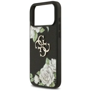 Etui Guess Grained Roses & Big 4G Logo do Apple iPhone 17 Pro Max czarny
