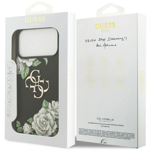 Etui Guess Grained Roses & Big 4G Logo do Apple iPhone 17 Pro Max czarny