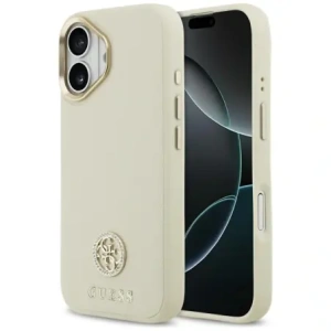 Etui Guess Grained Strass Logo MagSafe do Apple iPhone 17 beżowy