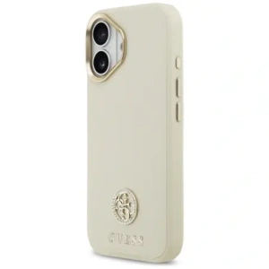 Etui Guess Grained Strass Logo MagSafe do Apple iPhone 17 beżowy