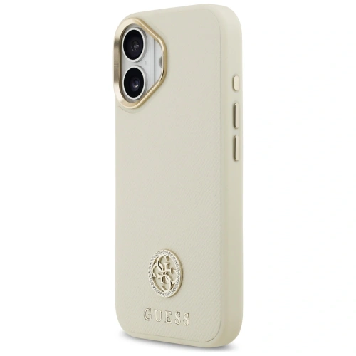Etui Guess Grained Strass Logo MagSafe do Apple iPhone 17 beżowy