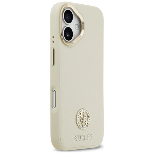 Etui Guess Grained Strass Logo MagSafe do Apple iPhone 17 beżowy