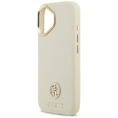 Etui Guess Grained Strass Logo MagSafe do Apple iPhone 17 beżowy