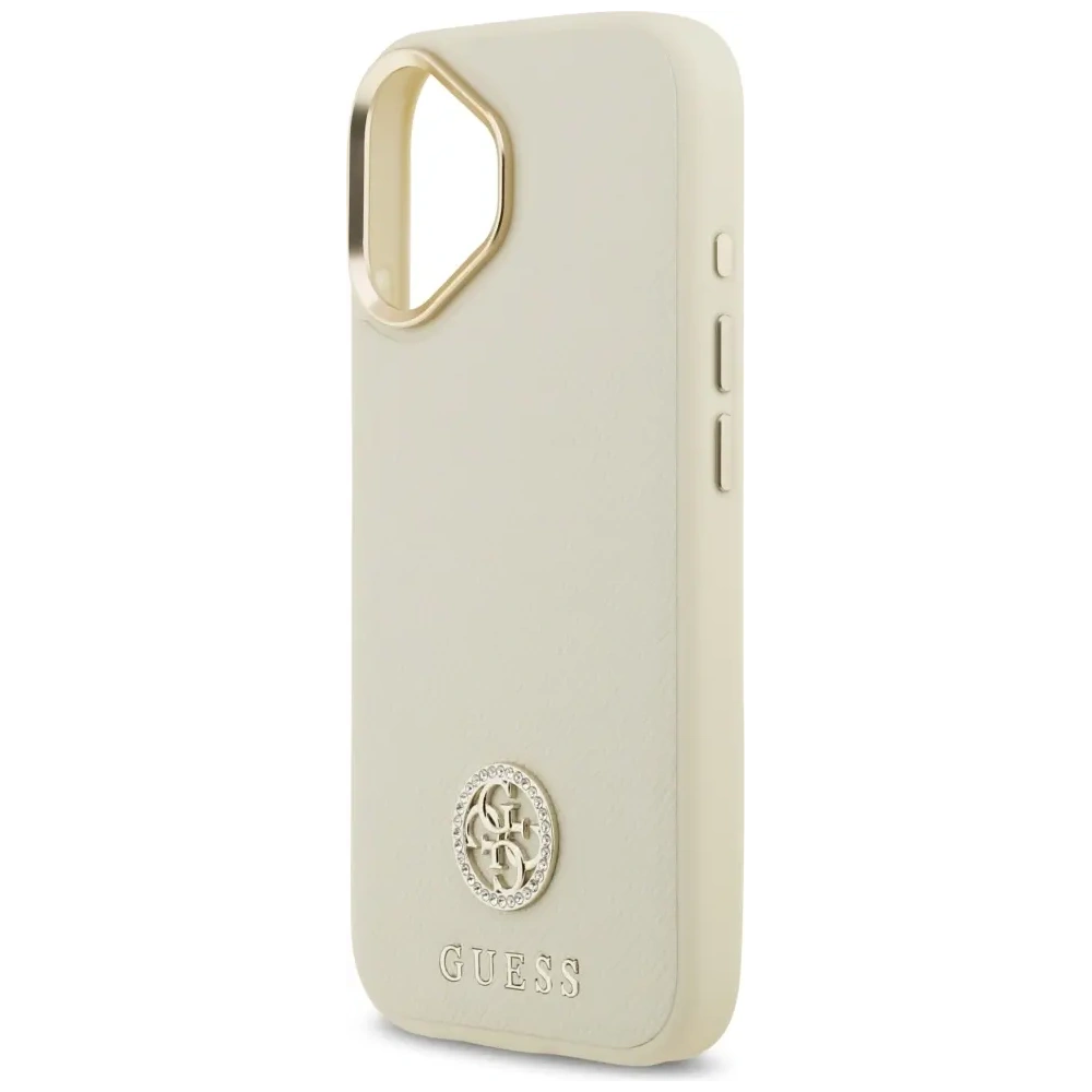 Etui Guess Grained Strass Logo MagSafe do Apple iPhone 17 beżowy