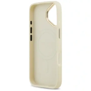 Etui Guess Grained Strass Logo MagSafe do Apple iPhone 17 beżowy