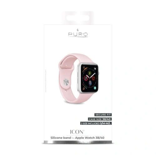 Kup Elastický pásek PURO ICON Band Apple Watch 4/5/6/7/SE/8/9/10 40/41/42mm (S/M & M/L) (pískově růžová) - PUR083PNK - {ean13} - Sklep Home Screen