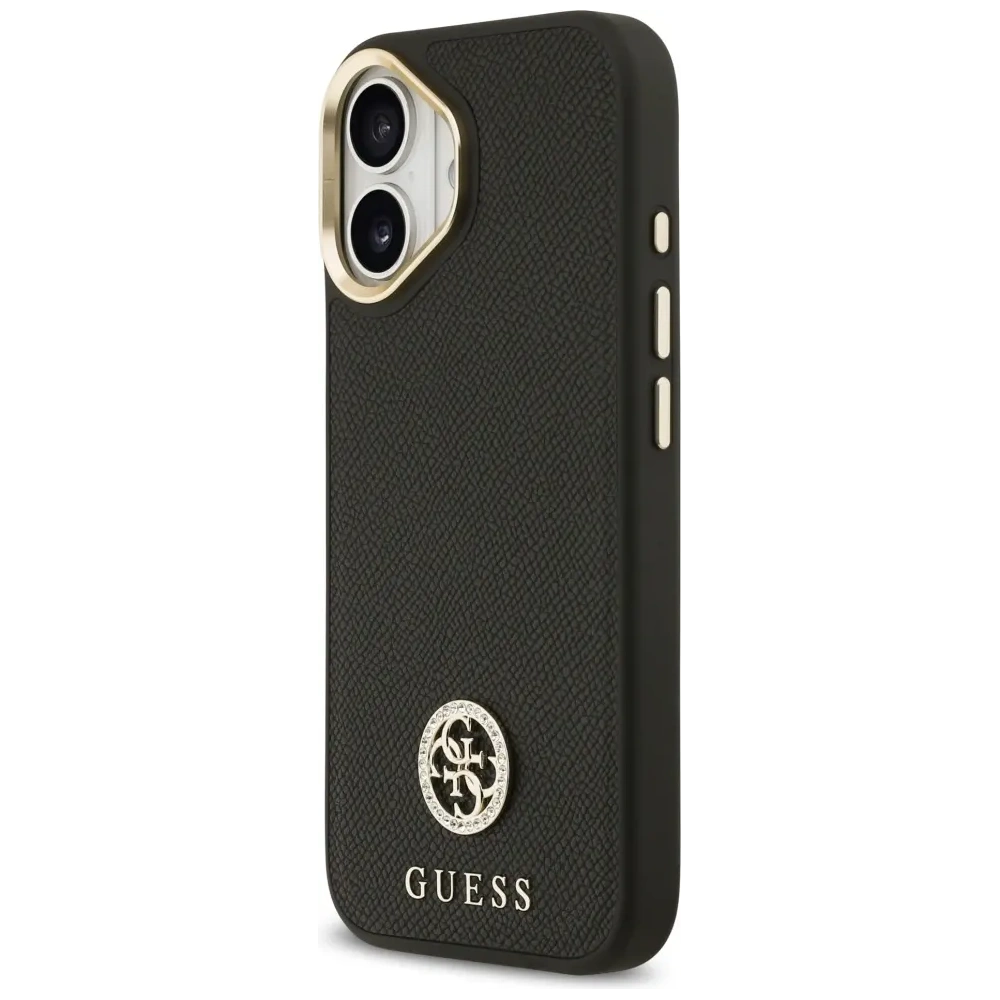 Etui Guess Grained Strass Logo MagSafe do Apple iPhone 17 czarny