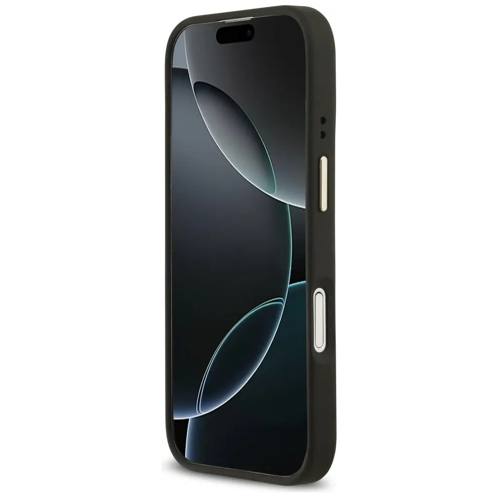 Etui Guess Grained Strass Logo MagSafe do Apple iPhone 17 czarny