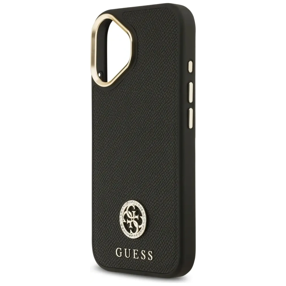 Etui Guess Grained Strass Logo MagSafe do Apple iPhone 17 czarny