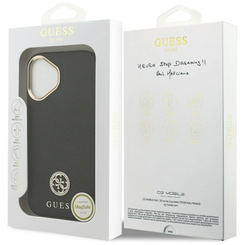 Etui Guess Grained Strass Logo MagSafe do Apple iPhone 17 czarny
