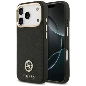 Etui Guess Grained Strass Logo MagSafe do Apple iPhone 17 Pro czarny