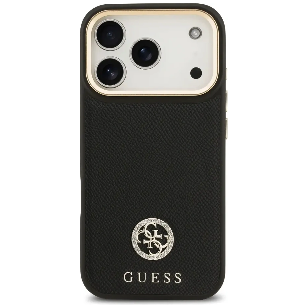 Etui Guess Grained Strass Logo MagSafe do Apple iPhone 17 Pro czarny