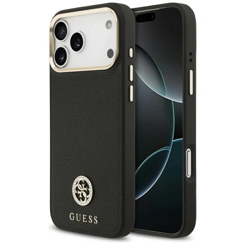 Etui Guess Grained Strass Logo MagSafe do Apple iPhone 17 Pro Max czarny