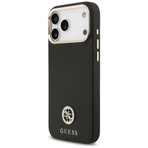 Etui Guess Grained Strass Logo MagSafe do Apple iPhone 17 Pro Max czarny