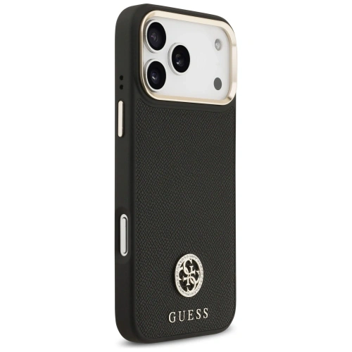 Etui Guess Grained Strass Logo MagSafe do Apple iPhone 17 Pro Max czarny