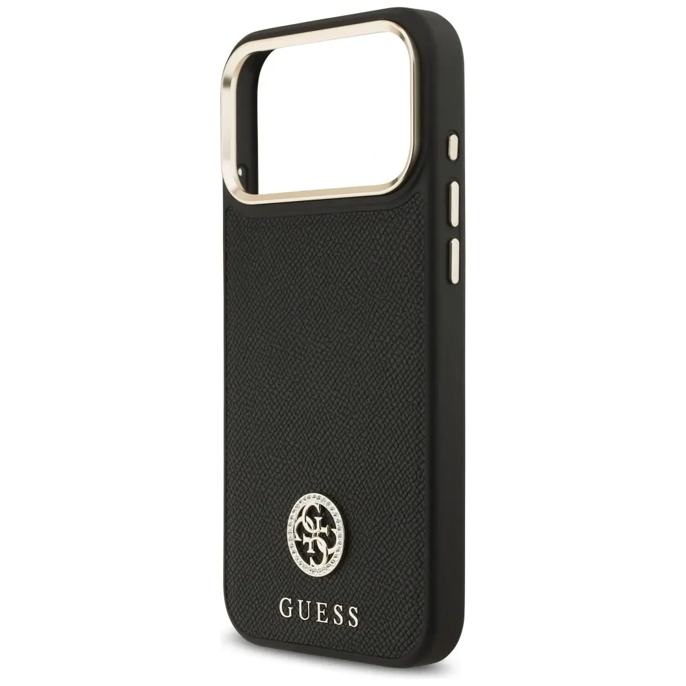 Etui Guess Grained Strass Logo MagSafe do Apple iPhone 17 Pro Max czarny