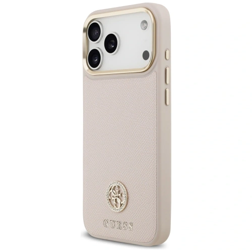 Etui Guess Grained Strass Logo MagSafe do Apple iPhone 17 Pro Max różowy