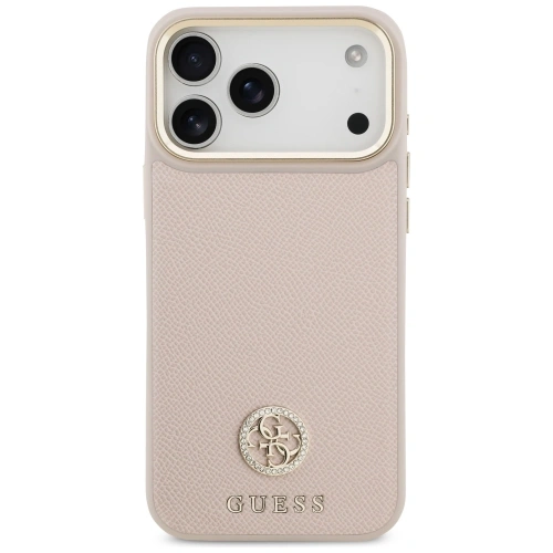 Etui Guess Grained Strass Logo MagSafe do Apple iPhone 17 Pro Max różowy
