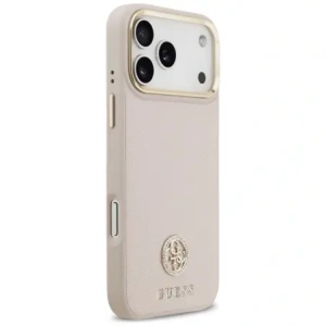 Etui Guess Grained Strass Logo MagSafe do Apple iPhone 17 Pro Max różowy