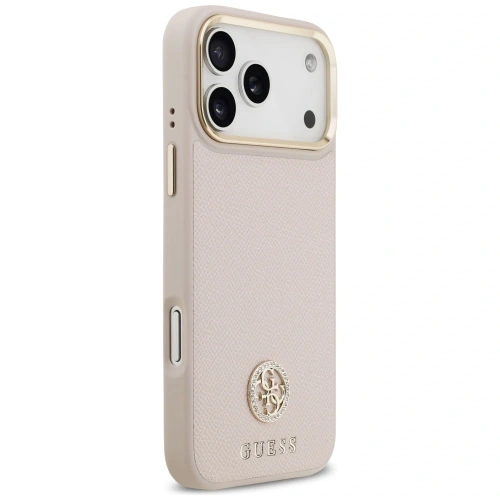 Etui Guess Grained Strass Logo MagSafe do Apple iPhone 17 Pro Max różowy