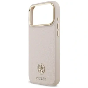 Etui Guess Grained Strass Logo MagSafe do Apple iPhone 17 Pro Max różowy