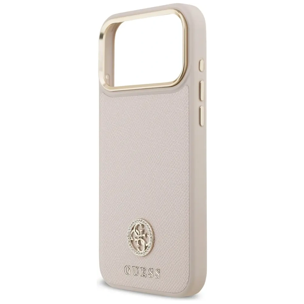 Etui Guess Grained Strass Logo MagSafe do Apple iPhone 17 Pro Max różowy