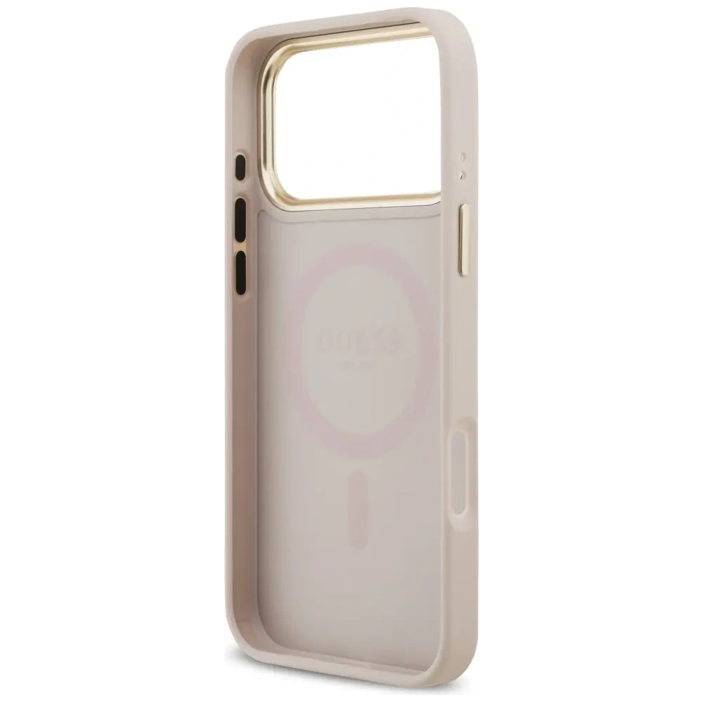 Etui Guess Grained Strass Logo MagSafe do Apple iPhone 17 Pro Max różowy