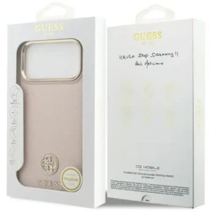 Etui Guess Grained Strass Logo MagSafe do Apple iPhone 17 Pro Max różowy