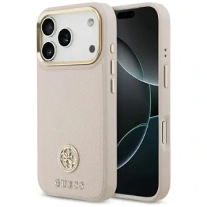 Etui Guess Grained Strass Logo MagSafe do Apple iPhone 17 Pro różowy