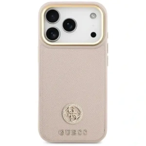 Etui Guess Grained Strass Logo MagSafe do Apple iPhone 17 Pro różowy