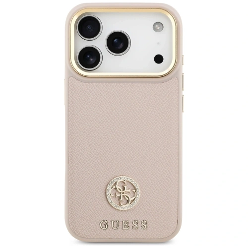 Etui Guess Grained Strass Logo MagSafe do Apple iPhone 17 Pro różowy