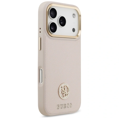 Etui Guess Grained Strass Logo MagSafe do Apple iPhone 17 Pro różowy
