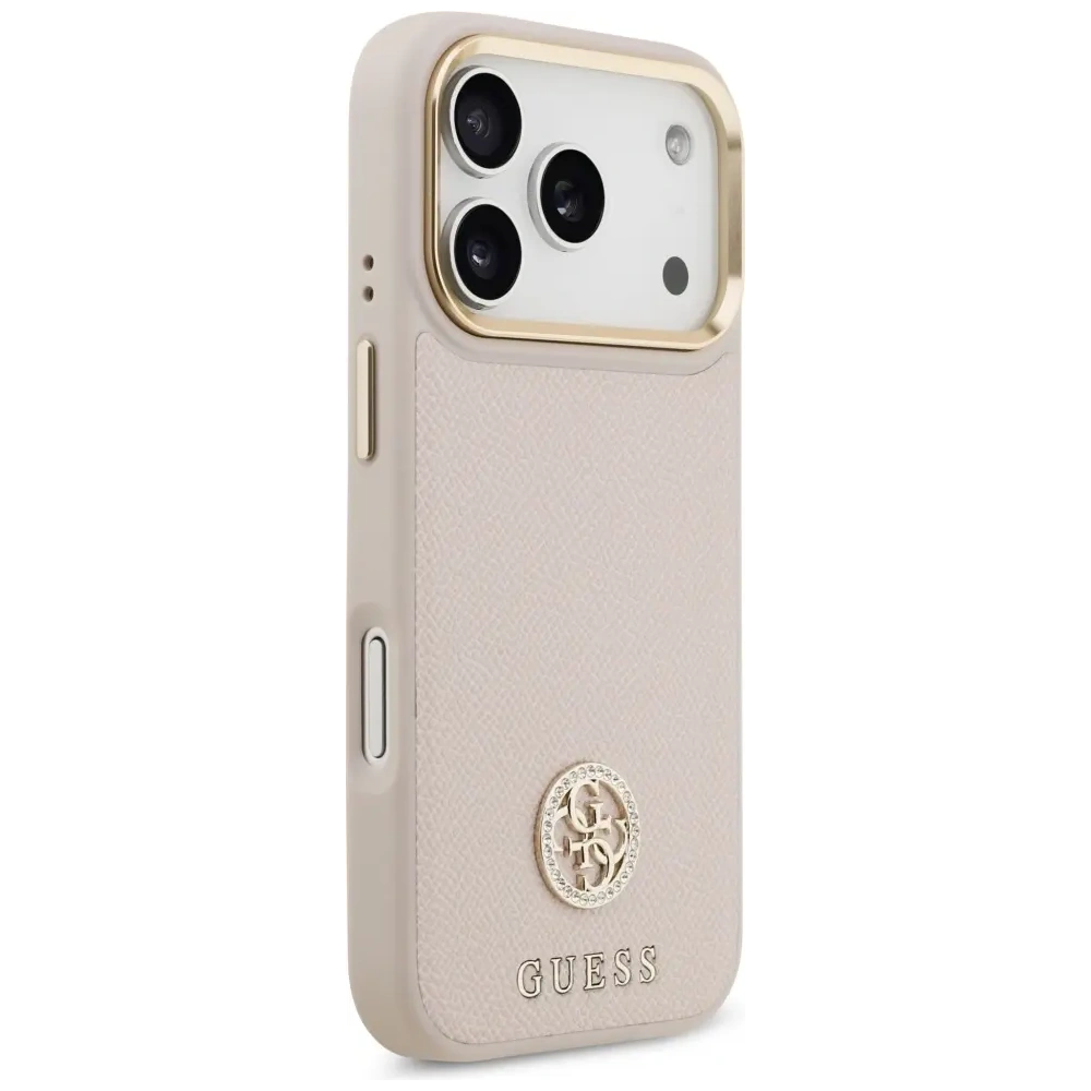 Etui Guess Grained Strass Logo MagSafe do Apple iPhone 17 Pro różowy