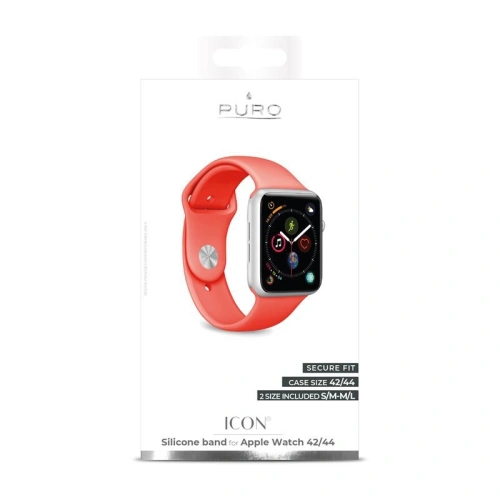 Kup Panglica elastică PURO ICON Band Apple Watch 4/5/6/7/SE/8/9/Ultra 44/45/49mm (S/M & M/L) (Living Coral) - PUR084LIVCOR - {ean13} - Sklep Home Screen
