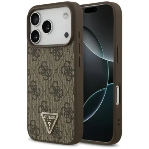 Etui Guess Leather 4G Triangle Strass MagSafe do Apple iPhone 17 Pro brązowy
