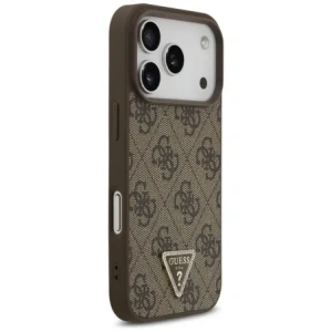 Etui Guess Leather 4G Triangle Strass MagSafe do Apple iPhone 17 Pro brązowy