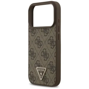 Etui Guess Leather 4G Triangle Strass MagSafe do Apple iPhone 17 Pro brązowy