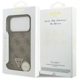 Etui Guess Leather 4G Triangle Strass MagSafe do Apple iPhone 17 Pro brązowy