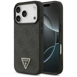 Etui Guess Leather 4G Triangle Strass MagSafe do Apple iPhone 17 Pro czarny