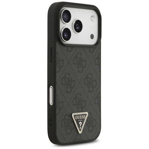Etui Guess Leather 4G Triangle Strass MagSafe do Apple iPhone 17 Pro czarny