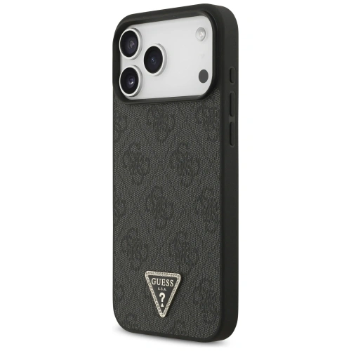 Etui Guess Leather 4G Triangle Strass MagSafe do Apple iPhone 17 Pro Max czarny