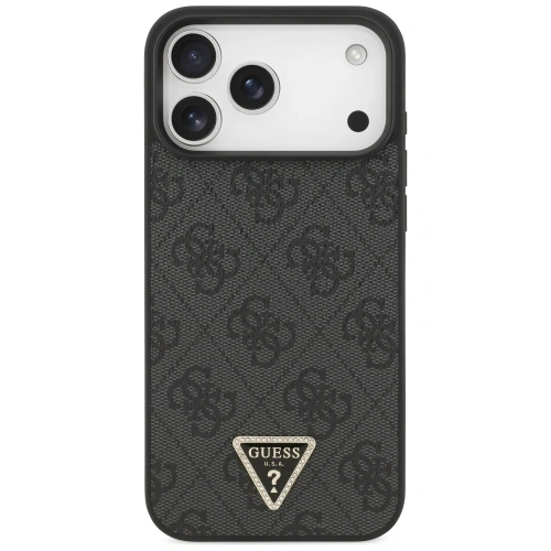 Etui Guess Leather 4G Triangle Strass MagSafe do Apple iPhone 17 Pro Max czarny