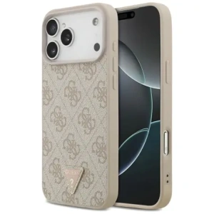 Etui Guess Leather 4G Triangle Strass MagSafe do Apple iPhone 17 Pro Max różowy